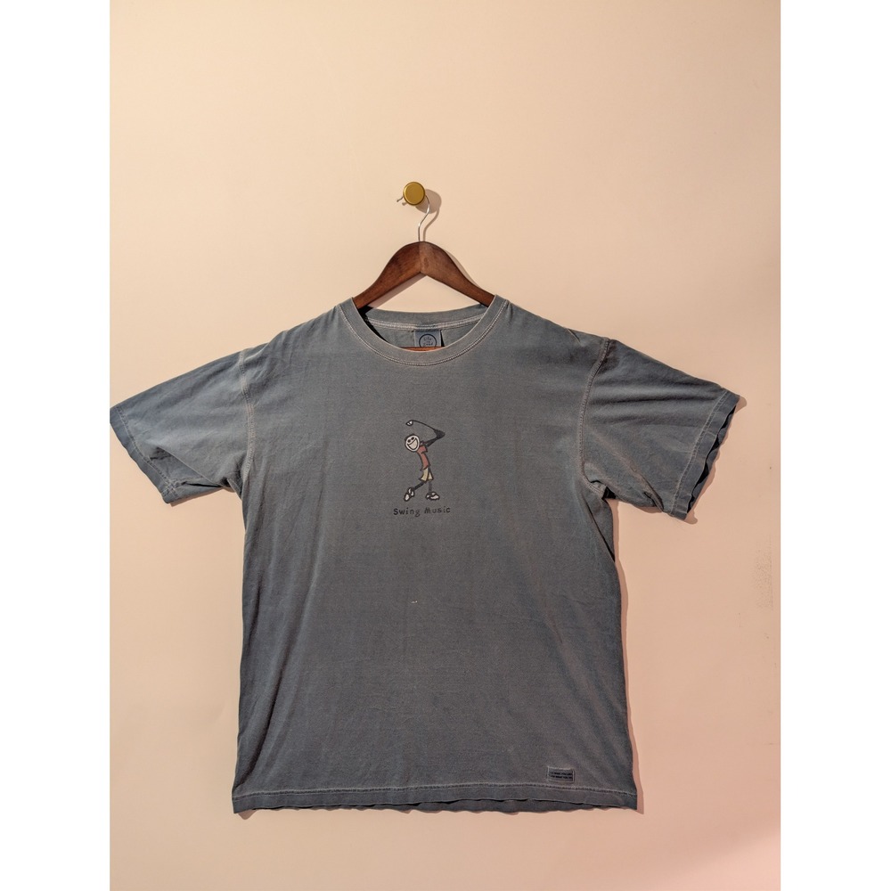 Life is Good T-Shirt Mens L Blue Good Golf Swing Music Graphic Tee SEO